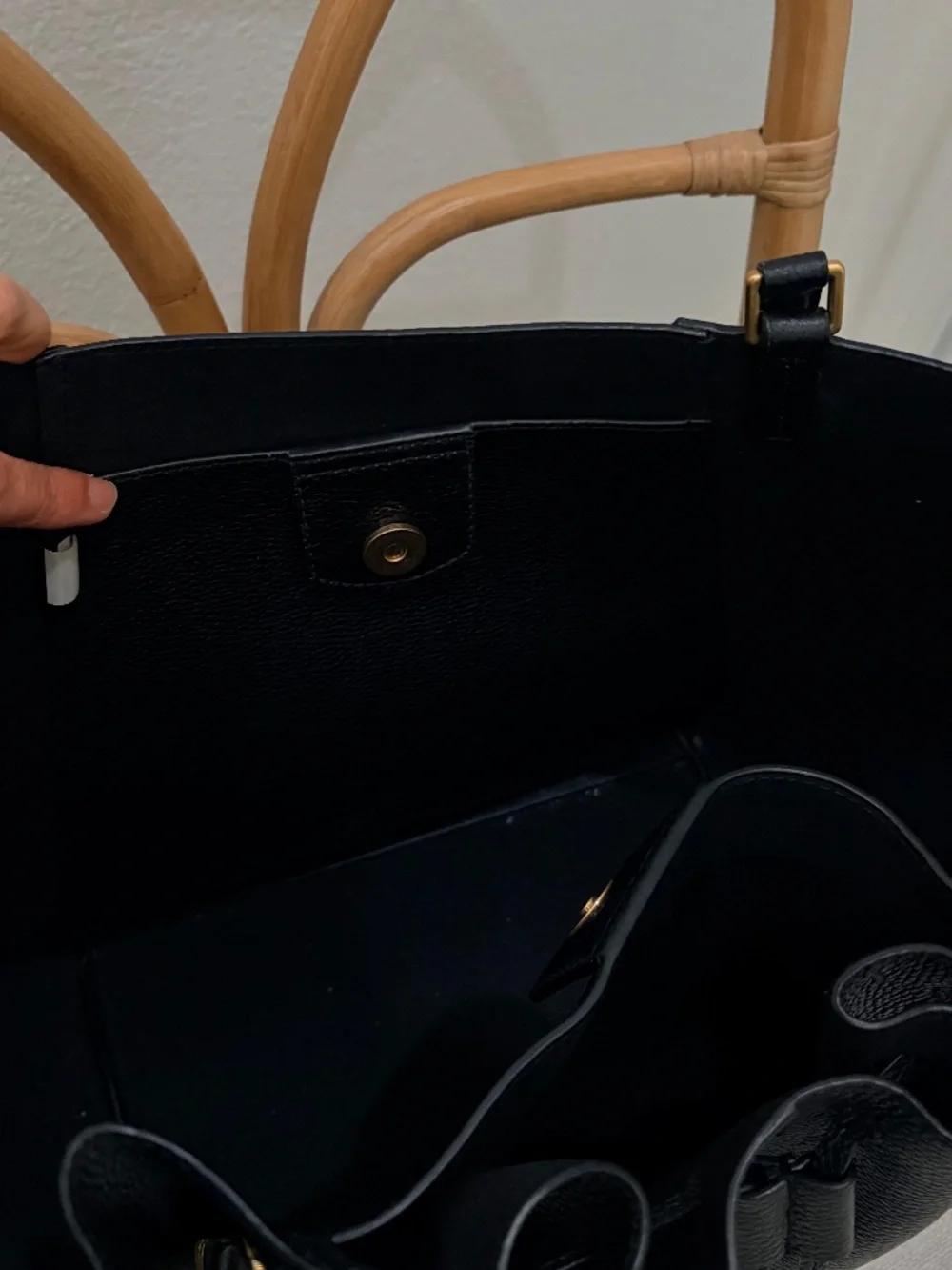 Tory Burch Tote | McGraw Dragonfly Black Peddled Leather Oversized Shopper Bag